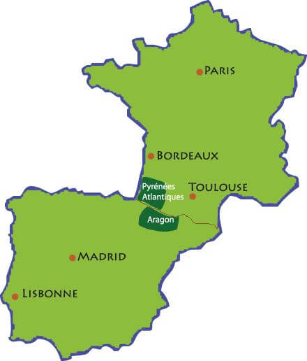 Carte France Espagne géolocalisation Aragon