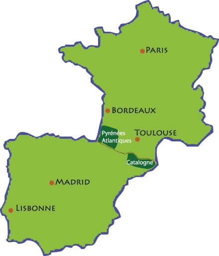 Carte France Espagne géolocalisation Catalogne